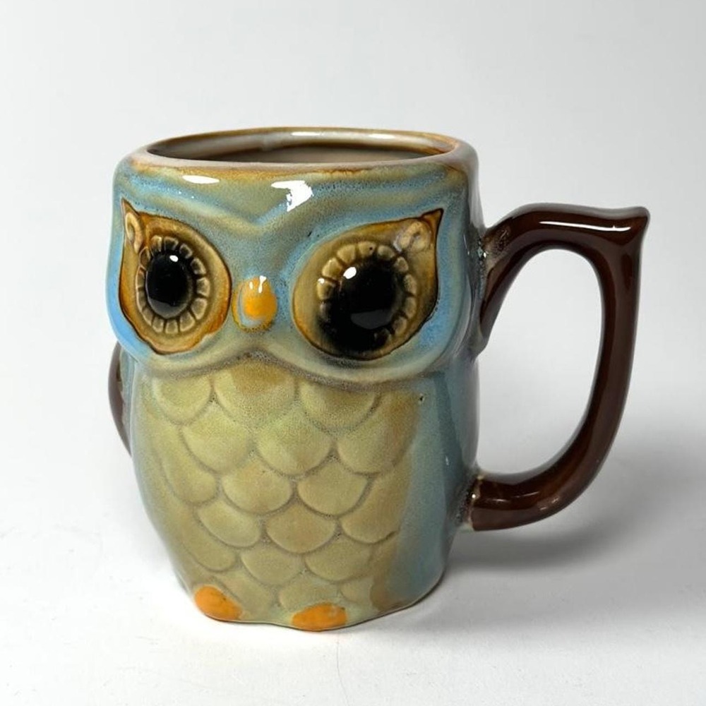 Vintage Owl Mug, Ceramic Glaze, Kitsch